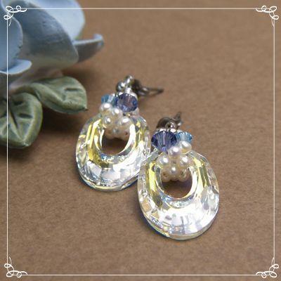 オーバル スワロフスキー ベビーパール ピアス イヤリング 淡水真珠 レディース チタンピアス クリスマス ギフトに プレゼントに |  | 02