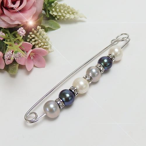 ショールピン 3色 ブルー系 淡水真珠 カブトピン ロンデル 三色 母の日 プレゼント ギフト ブローチピン 卒園式 卒業式 入学式 フォーマル 結婚式 パール |  | 01