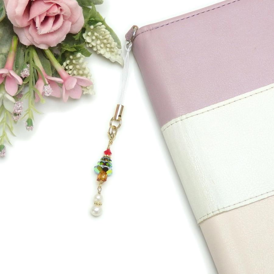 メール便 ストラップ クリスマスツリー ＆ 雪だるま スワロフスキー 根付 根付けストラップ スノーマン マスクチャーム クリスマス ギフトに プレゼントに |  | 03