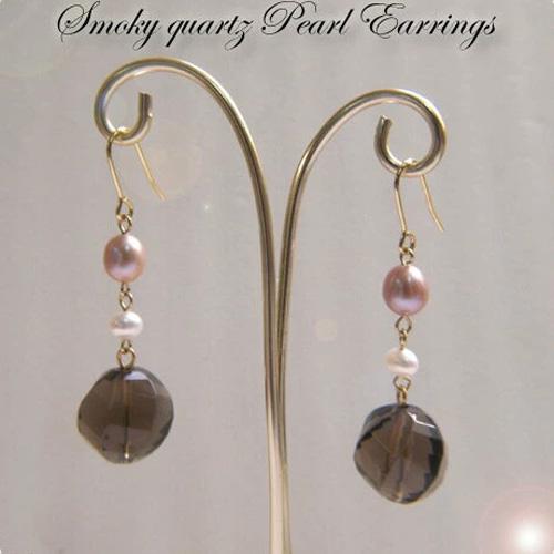スモーキークォーツ ＆ パープル パール ピアス イヤリング 淡水真珠 煙水晶 レディース スモーキー クオーツ 淡水パール クリスマス ギフトに プレゼントに | 