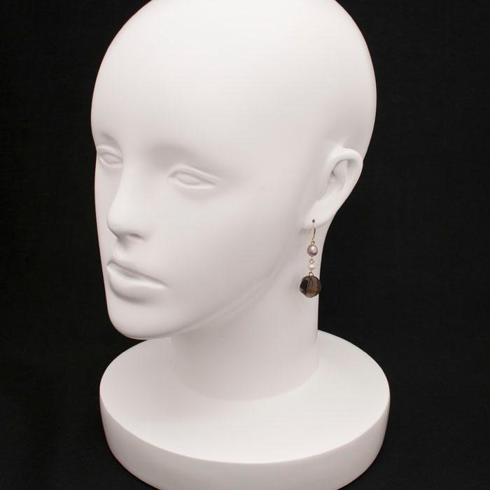 スモーキークォーツ ＆ パープル パール ピアス イヤリング 淡水真珠 煙水晶 レディース スモーキー クオーツ 淡水パール クリスマス ギフトに プレゼントに |  | 03