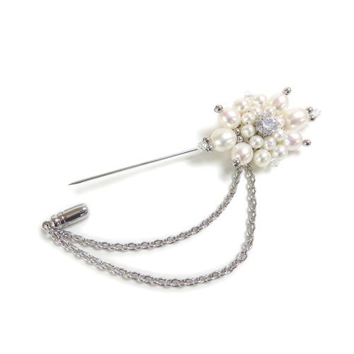 ハットピン ブローチ パール トラッド 淡水真珠 お花 淡水パール チェーン クリスマス ギフトに プレゼントに |  | 02