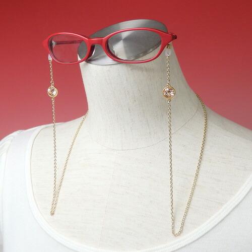 メール便 メガネチェーン 大粒ビジュー ラウンド スワロフスキー 金色 ゴールドカラー マスクチェーン シトラスグリーン 父の日 ギフトに プレゼントに |  | 01