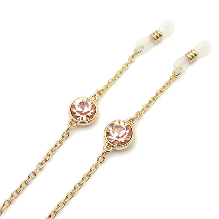 メール便 メガネチェーン 大粒ビジュー ラウンド スワロフスキー 金色 ゴールドカラー マスクチェーン シトラスグリーン 父の日 ギフトに プレゼントに |  | 02