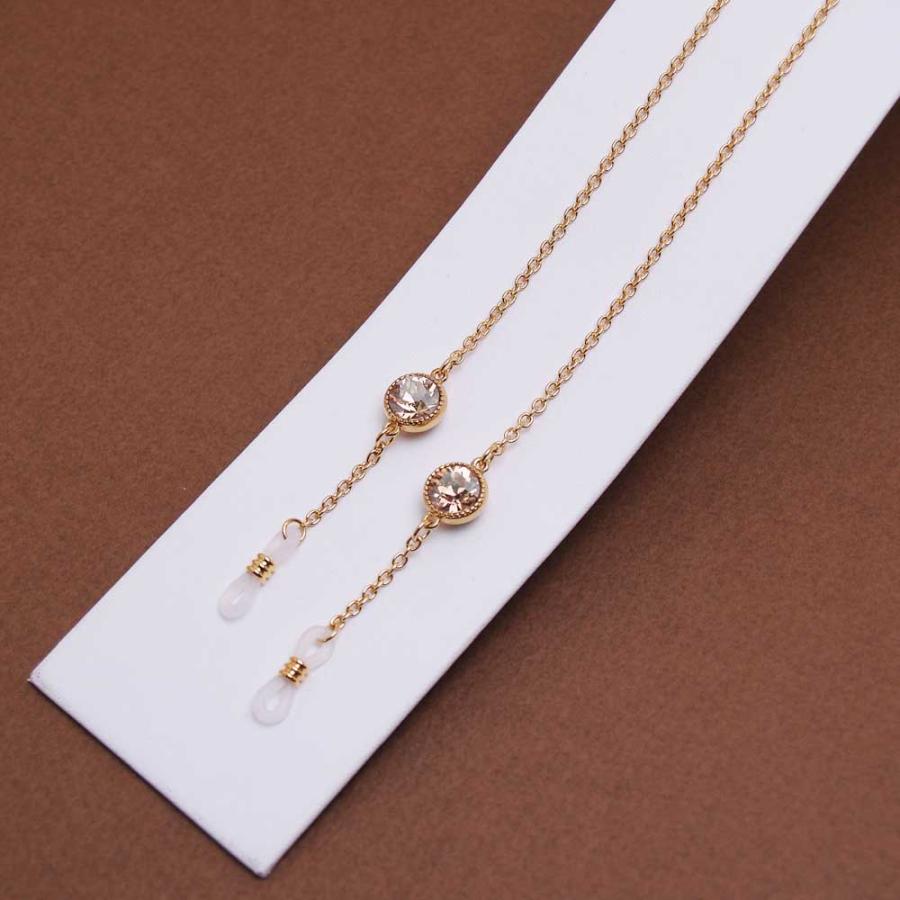 メール便 メガネチェーン 大粒ビジュー ラウンド スワロフスキー 金色 ゴールドカラー マスクチェーン シトラスグリーン クリスマス ギフトに プレゼントに |  | 03