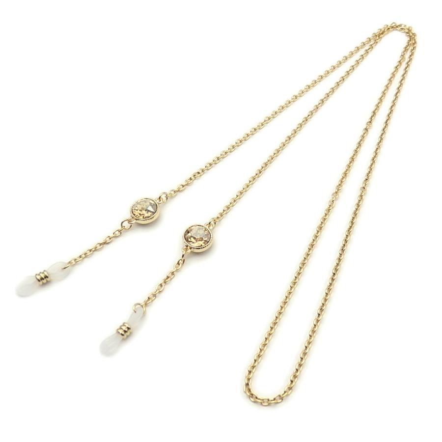 メール便 メガネチェーン 大粒ビジュー ラウンド スワロフスキー 金色 ゴールドカラー マスクチェーン シトラスグリーン 父の日 ギフトに プレゼントに |  | 03