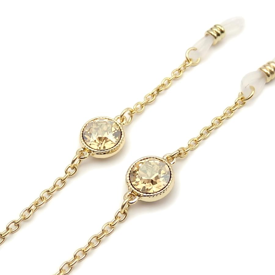 メール便 メガネチェーン 大粒ビジュー ラウンド スワロフスキー 金色 ゴールドカラー マスクチェーン シトラスグリーン 父の日 ギフトに プレゼントに |  | 04