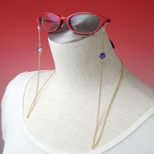 メール便 メガネチェーン 大粒ビジュー ラウンド スワロフスキー 金色 ゴールドカラー マスクチェーン シトラスグリーン 父の日 ギフトに プレゼントに |  | 06