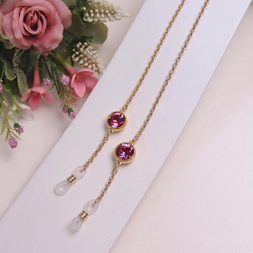 メール便 メガネチェーン 大粒ビジュー ラウンド スワロフスキー 金色 ゴールドカラー マスクチェーン シトラスグリーン クリスマス ギフトに プレゼントに |  | 07