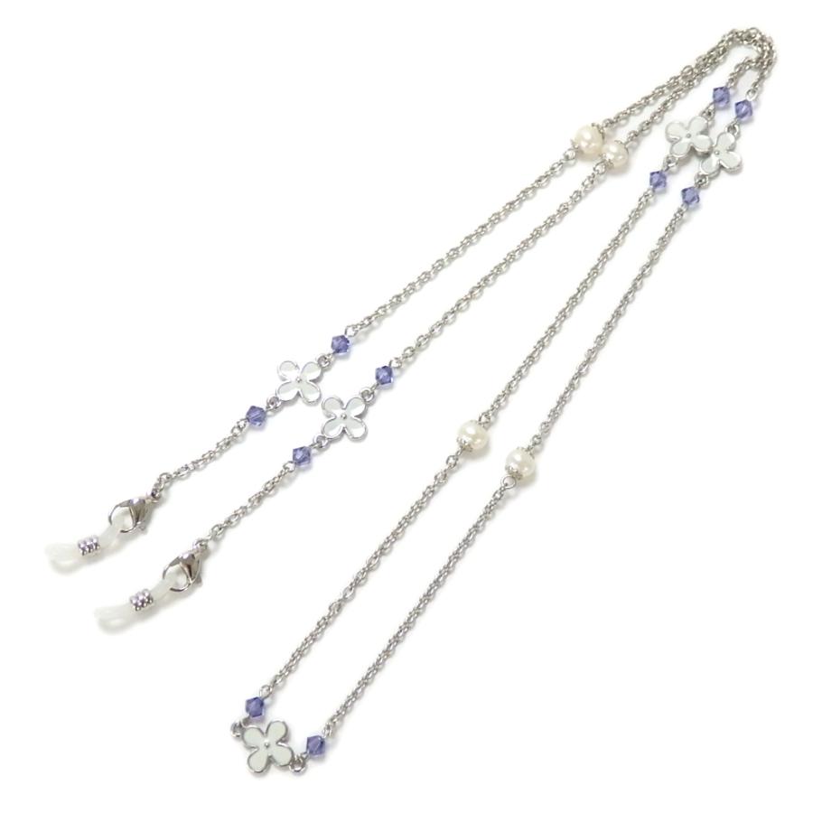 メール便 ネックレスになる メガネチェーン フラワーパール スワロフスキー 淡水パール 眼鏡チェーン 真珠 マスクチェーン バレンタイン ギフトに プレゼントに |  | 14