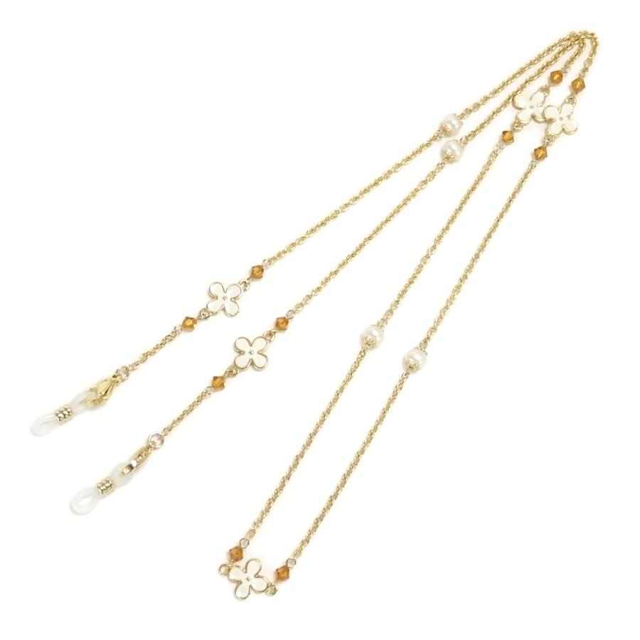 メール便 ネックレスになる メガネチェーン フラワーパール スワロフスキー 淡水パール 眼鏡チェーン 真珠 マスクチェーン バレンタイン ギフトに プレゼントに |  | 17