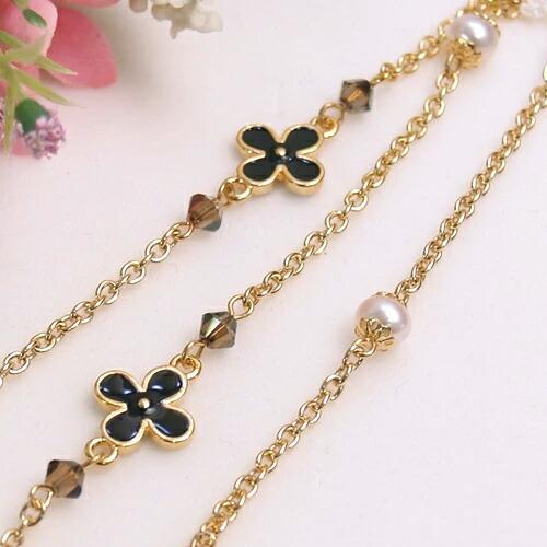 メール便 ネックレスになる メガネチェーン フラワーパール スワロフスキー 淡水パール 眼鏡チェーン 真珠 マスクチェーン バレンタイン ギフトに プレゼントに |  | 05