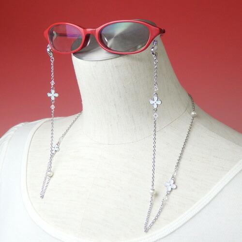 ギフトケース付き ネックレスになる メガネチェーン フラワーパール スワロフスキー 淡水パール ネックレス グラスコード 真珠 マスクチェーン |  | 12