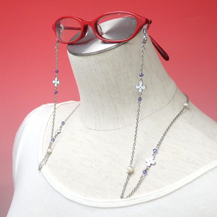 ギフトケース付き ネックレスになる メガネチェーン フラワーパール スワロフスキー 淡水パール ネックレス グラスコード 真珠 マスクチェーン |  | 14