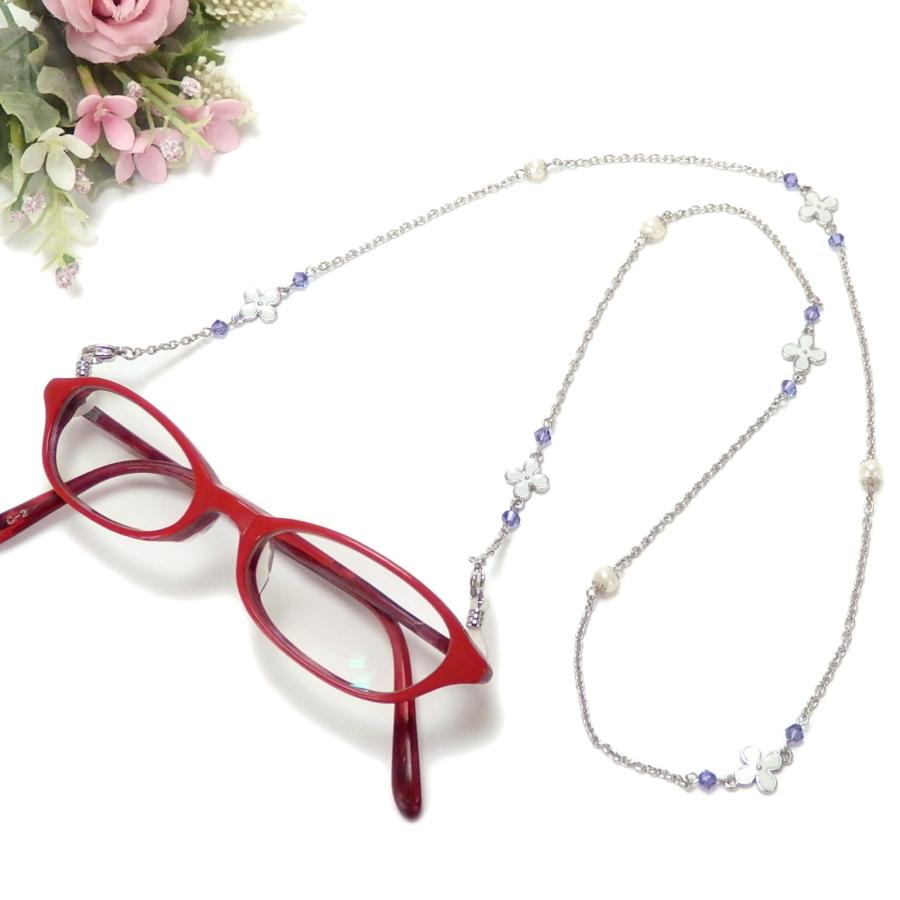 ギフトケース付き ネックレスになる メガネチェーン フラワーパール スワロフスキー 淡水パール ネックレス グラスコード 真珠 マスクチェーン |  | 15