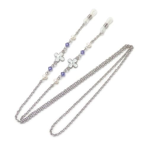 クロネコ便 ギフトケースつき  メガネチェーン 白いお花 ＆ パール スワロフスキー レディース 眼鏡チェーン グラスコード クリスマス ギフトに プレゼントに |  | 05