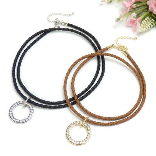 メール便 メガネホルダー キラキラ ラインストーン メタルリング 四つ編みコード ネックレス ペンダント グラスホルダー サングラスかけ 眼鏡ホルダー 老眼鏡 | 