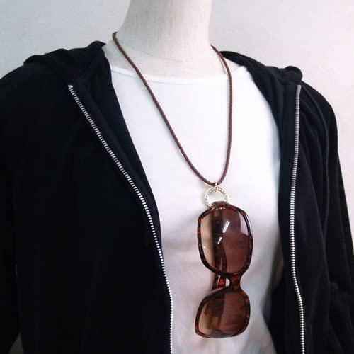 メール便 メガネホルダー キラキラ ラインストーン メタルリング 四つ編みコード ネックレス ペンダント グラスホルダー サングラスかけ 眼鏡ホルダー 老眼鏡 |  | 03