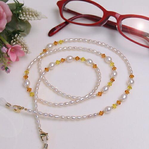 ギフトケース付き ネックレスになる 淡水パール メガネチェーン バイカラー スワロフスキー 眼鏡チェーン マスクチェーン クリスマス ギフトに プレゼントに |  | 04