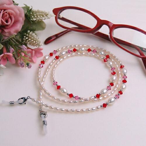 ギフトケース付き ネックレスになる 淡水パール メガネチェーン バイカラー スワロフスキー 眼鏡チェーン マスクチェーン クリスマス ギフトに プレゼントに |  | 06