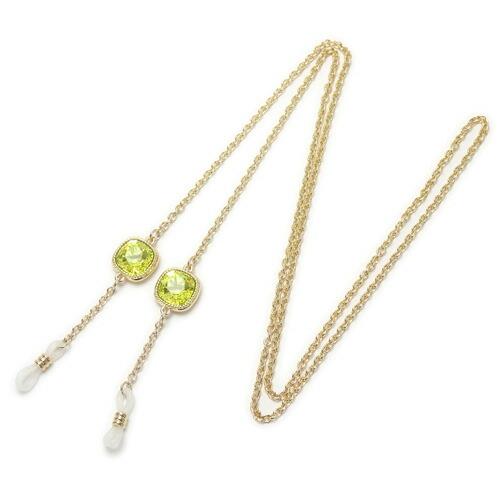 大粒ビジュースワロ メガネチェーン スクエア スワロフスキー 金色 めがねチェーン ゴールドカラー シトラスグリーン クリスマス ギフトに プレゼントに |  | 01