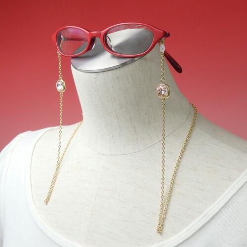 大粒ビジュースワロ メガネチェーン スクエア スワロフスキー 金色 めがねチェーン ゴールドカラー シトラスグリーン クリスマス ギフトに プレゼントに |  | 04