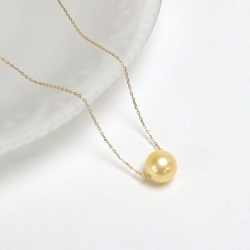 ネックレス 南洋 ゴールデンバロックパール K10 南洋真珠 10金 ゴールドネックレス 8.5〜9.0mm シンプル ゴールデン スルーネックレス | 