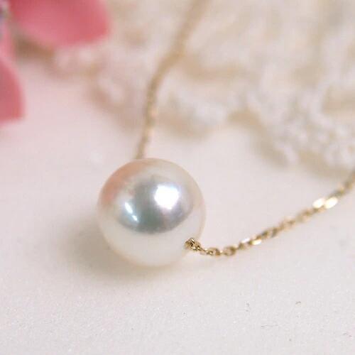 ケース入り あこや本真珠 K10 スルーネックレス 7.5〜8.0mm パール 10金 ゴールドネックレス シンプル アコヤ真珠 クリスマス ギフトに プレゼントに | 