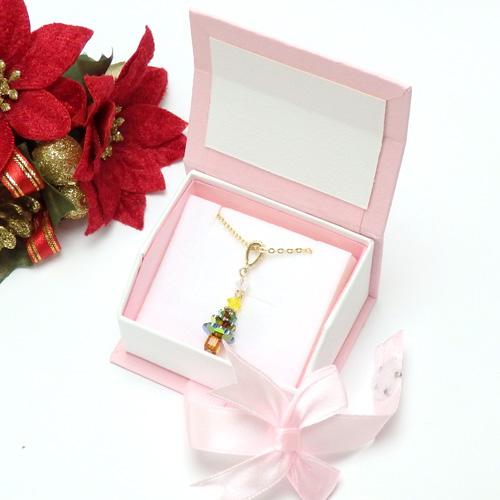 ギフトケース入り クリスマスツリー ネックレス スワロフスキービーズ エレメント ペンダント レディース Xmas クリスマス プレゼント ギフト商品 | 