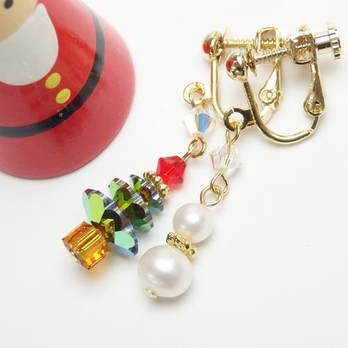 ギフトケース入り クリスマスツリー ＆ 雪だるま スワロフスキー ピアス チタンピアス イヤリング スノーマン レディース プレゼント ギフト 爆買 |  | 02