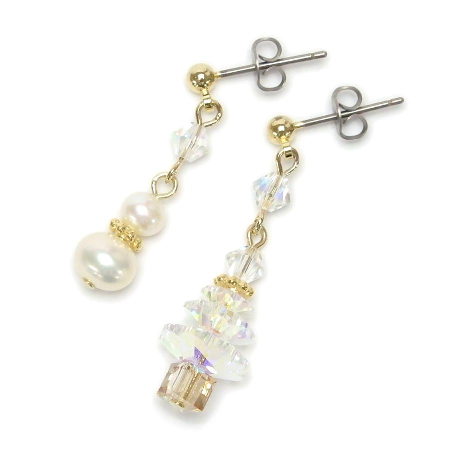 ギフトケース入り クリスマスツリー ＆ 雪だるま スワロフスキー ピアス チタンピアス イヤリング スノーマン レディース プレゼント ギフト 爆買 |  | 04