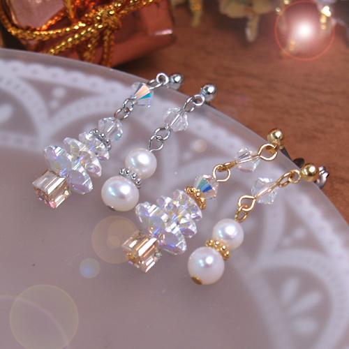 ギフトケース入り クリスマスツリー ＆ 雪だるま スワロフスキー ピアス チタンピアス イヤリング スノーマン レディース プレゼント ギフト 爆買 |  | 07