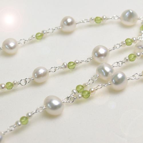 ネックレス ペリドット パール Ｙ字 天然石＆淡水真珠 淡水パール ペリドット ホワイトデー ギフトに プレゼントに 爆買 |  | 02