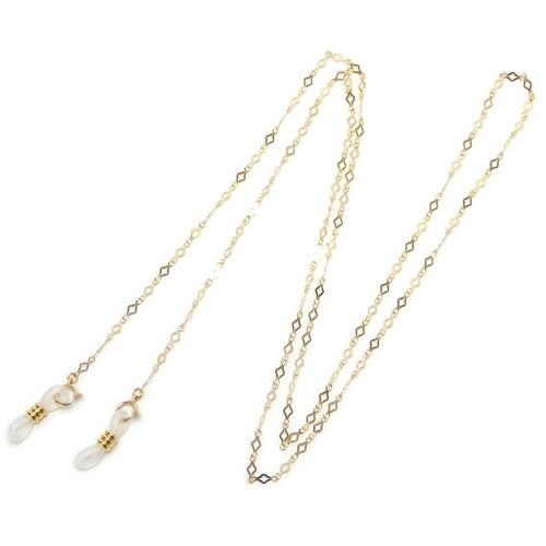 メガネチェーン 10金 ひし形 スパークル ダイヤ型チェーン K10 ネックレスにもなる 2WAY 眼鏡チェーン ゴールド 母の日 父の日 敬老の日 プレゼント ギフト | 