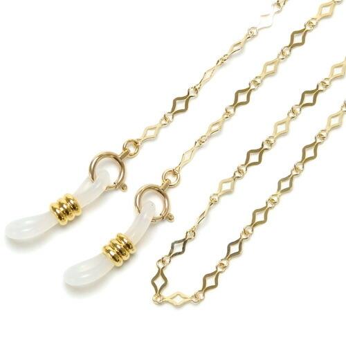 18金 メガネチェーン ひし形 スパークル ダイヤ型チェーン K18