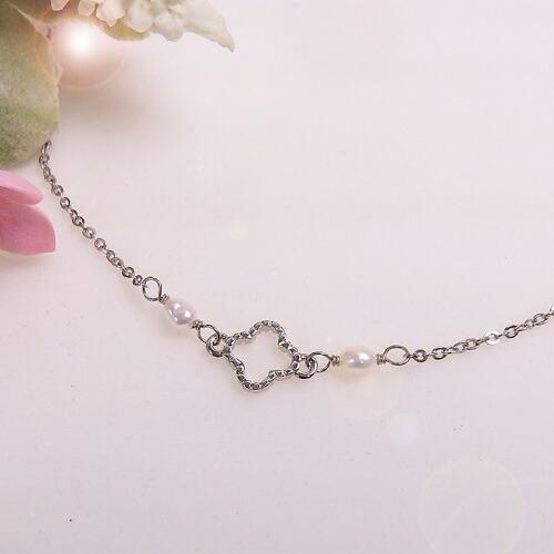 メール便 ブレスレット 淡水パール クローバーフラワー ブレスレット チェーン 淡水真珠 バロックパール クリスマス ギフトに プレゼントに |  | 02