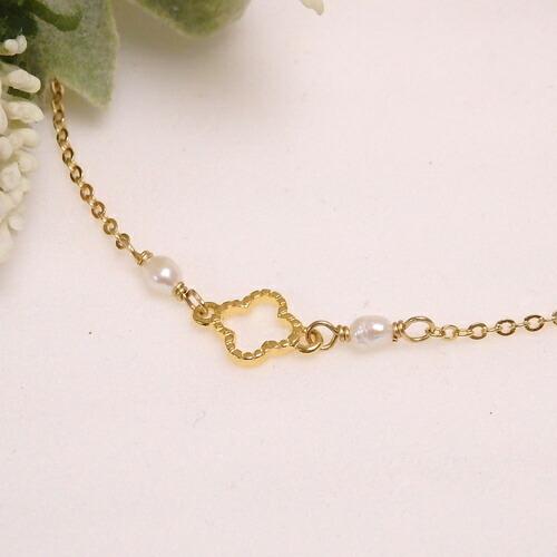 メール便 ブレスレット 淡水パール クローバーフラワー ブレスレット チェーン 淡水真珠 バロックパール クリスマス ギフトに プレゼントに |  | 03