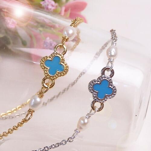 メール便 ブレスレット セレブフラワー 淡水パール ホワイト ターコイズカラー 淡水真珠 バロックパール バレンタイン ギフトに プレゼントに | 