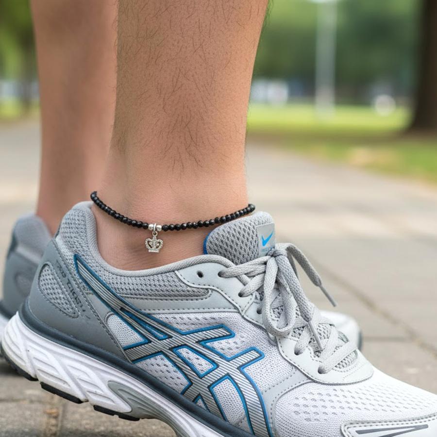 メール便 ブラックスピネル アンクレット クラウン 男性用 メンズ レディース 天然石 パワーストーン バレンタイン ギフトに プレゼントに |  | 03