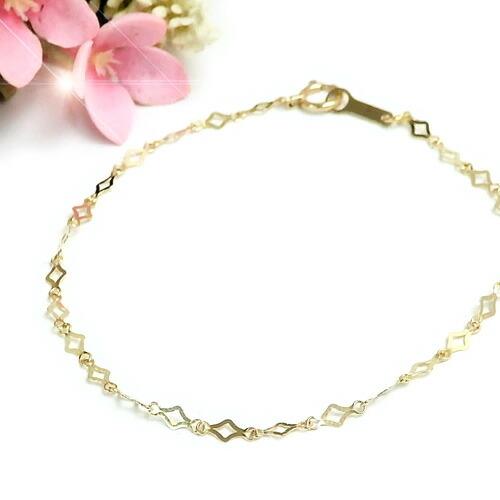 ブレスレット K10 ゴールド チェーン ひし形 スパークル 10金 イエローゴールド ダイヤ形 ギフト ギフトケース付き |  | 01