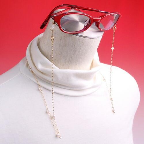 メガネチェーン 18金 淡水パール ステーション 真珠 4-4.5mm K18YG ネックレスになる 2WAY 眼鏡 ゴールド 母 父 敬老の日 マスクチェーン |  | 01