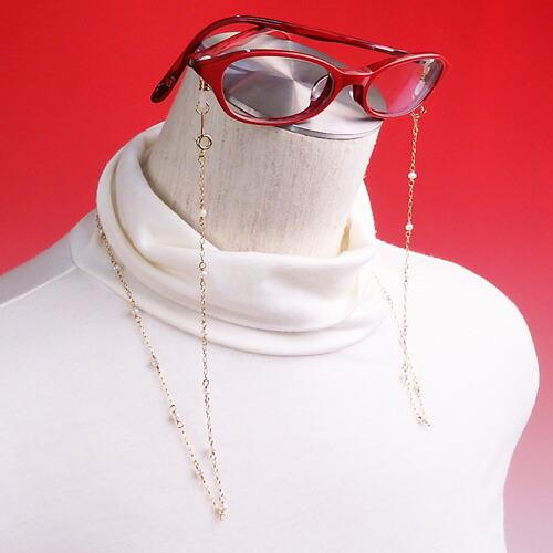 メガネチェーン 18金 淡水パール ステーション 真珠 3-3.5mm K18YG ネックレスになる 2WAY 眼鏡 ゴールド 母 父 敬老の日 マスクチェーン |  | 01