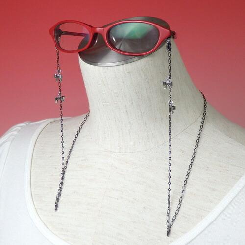 メール便 メガネチェーン リボン チャーム ブラックチェーン 眼鏡チェーン めがねチェーン ゴスロリ 風水カラー 黒 ハロウィン マスクチェーン |  | 01