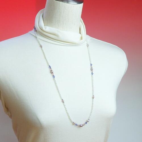 メール便 ネックレスになる お姫様 メガネチェーン 淡水パール スワロフスキー パールネックレス 眼鏡チェーン マスクチェーン |  | 03