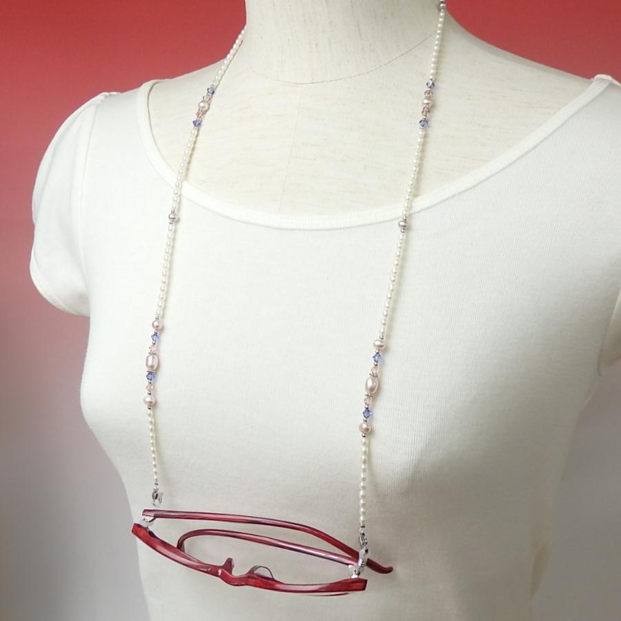 メール便 ネックレスになる お姫様 メガネチェーン 淡水パール スワロフスキー パールネックレス 眼鏡チェーン クリスマス ギフトに プレゼントに |  | 04