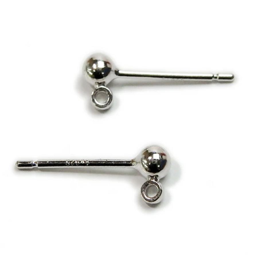 メール便 シルバー 丸玉3mm カン付き 丸ブラ ピアス 1ペア 丸玉 丸カン付き シルバー925 銀製 ロジウムメッキ アクセサリー 金具 パーツ silver_s | 