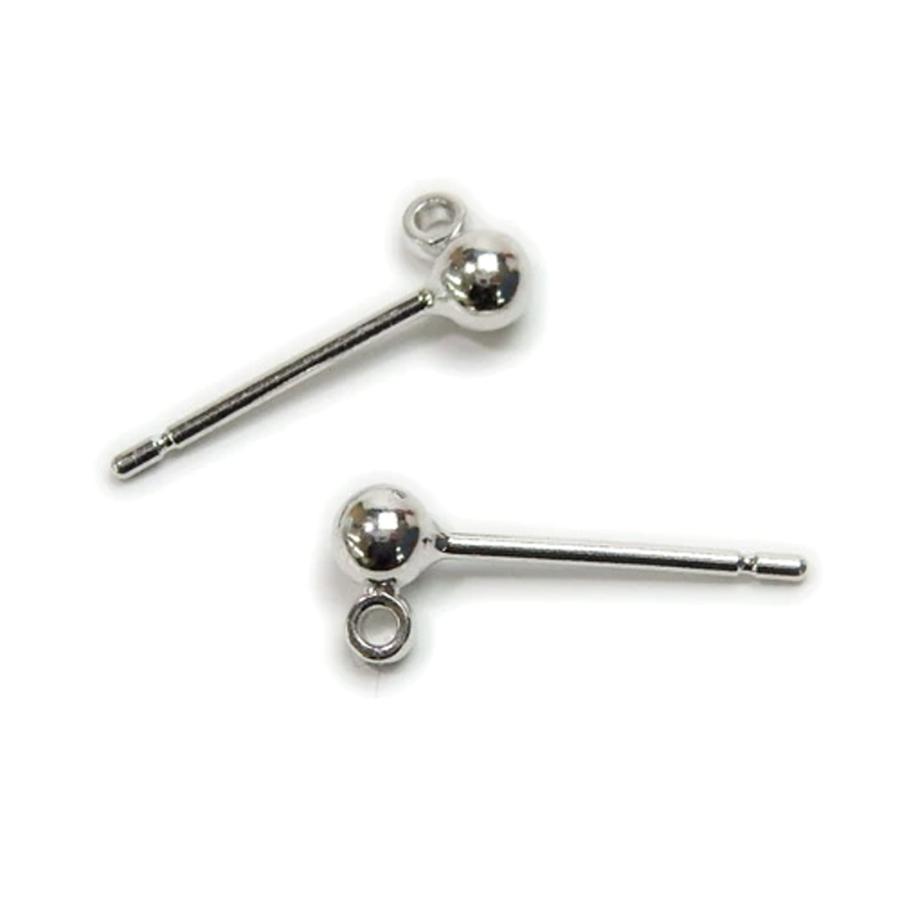 メール便 シルバー 丸玉3mm カン付き 丸ブラ ピアス 1ペア 丸玉 丸カン付き シルバー925 銀製 ロジウムメッキ アクセサリー 金具 パーツ silver_s |  | 01
