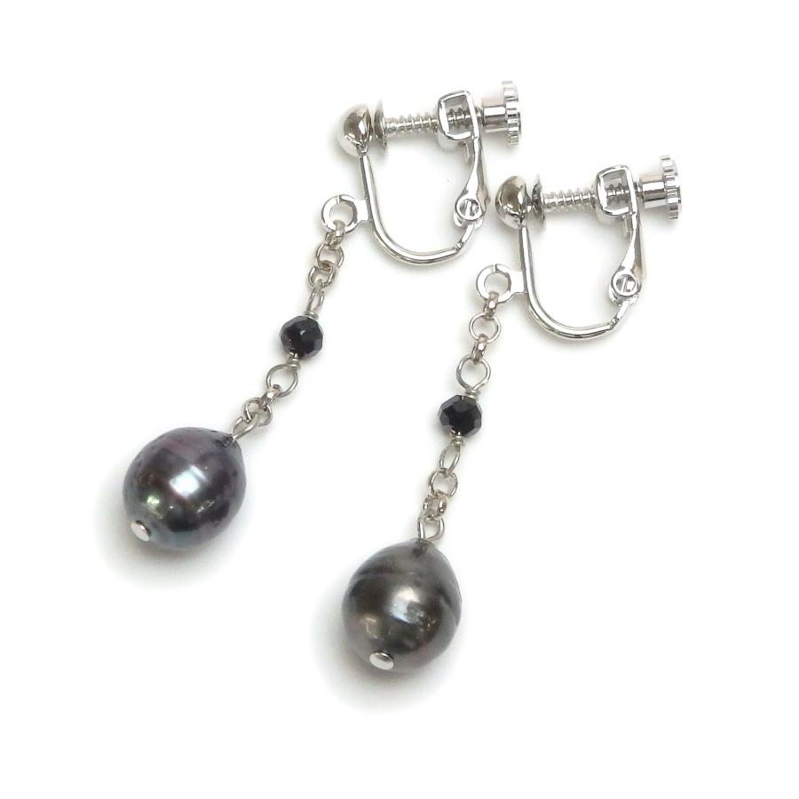 メール便 南洋黒蝶真珠 バロック ブラックスピネル ピアス チタンピアス イヤリング 黒蝶 南洋 パール バレンタイン ギフトに プレゼントに |  | 02