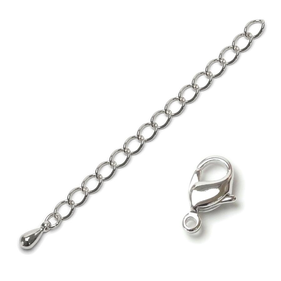 メール便 シルバー カニカン ＆ アジャスター 銀製 Ag スターリングシルバー アクセサリーパーツ 金具 留め金具 アクセサリー作成や修理に silver_s |  | 01