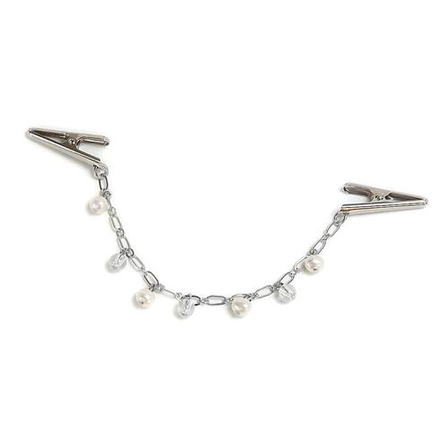 メール便 ショールクリップ フリンジ クリスタル水晶 ＆ 淡水パール ドレスクリップ ストールクリップ シェイプレット レディース 真珠 |  | 01